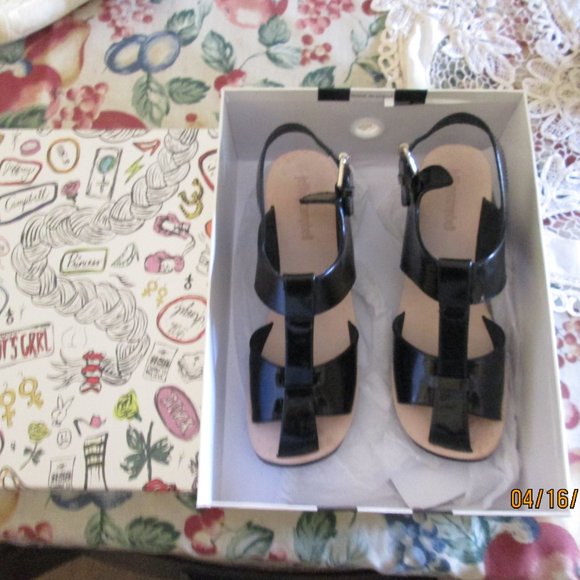 Jeffrey Campbell Black Patent Heel Sandals 6.5 NEW - Picture 6 of 13
